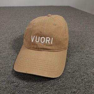 Vuori Hat Cap Strap Back Mens One Size Beige Twill Dad Baseball Embroidered